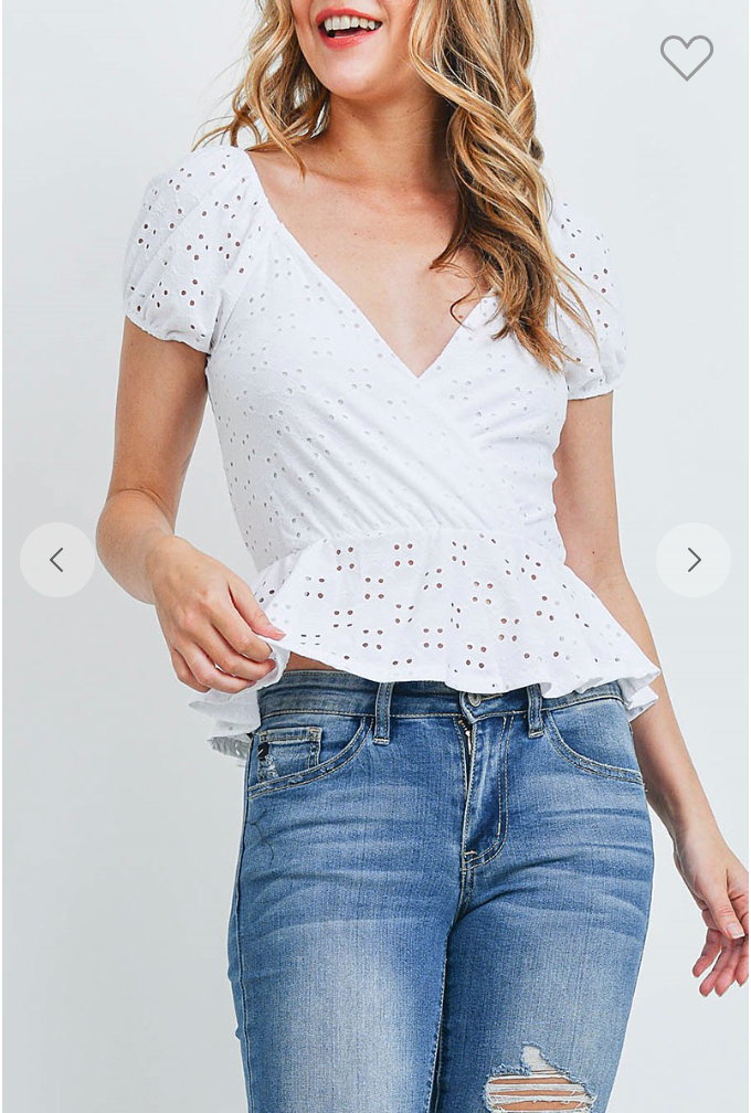 White or Red Peplum Top