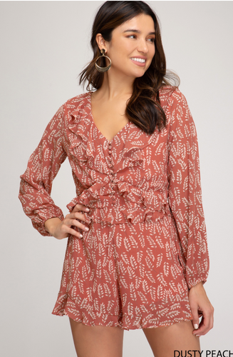 Peach floral romper