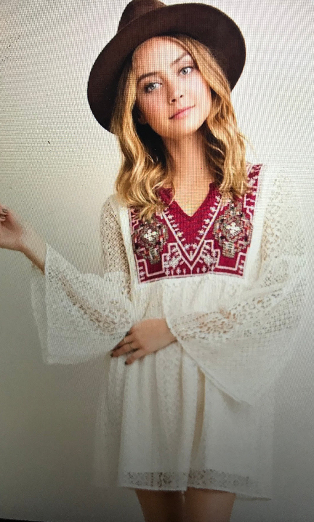 White & Maroon Dress