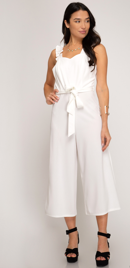 White Ruffle Jumpsuit