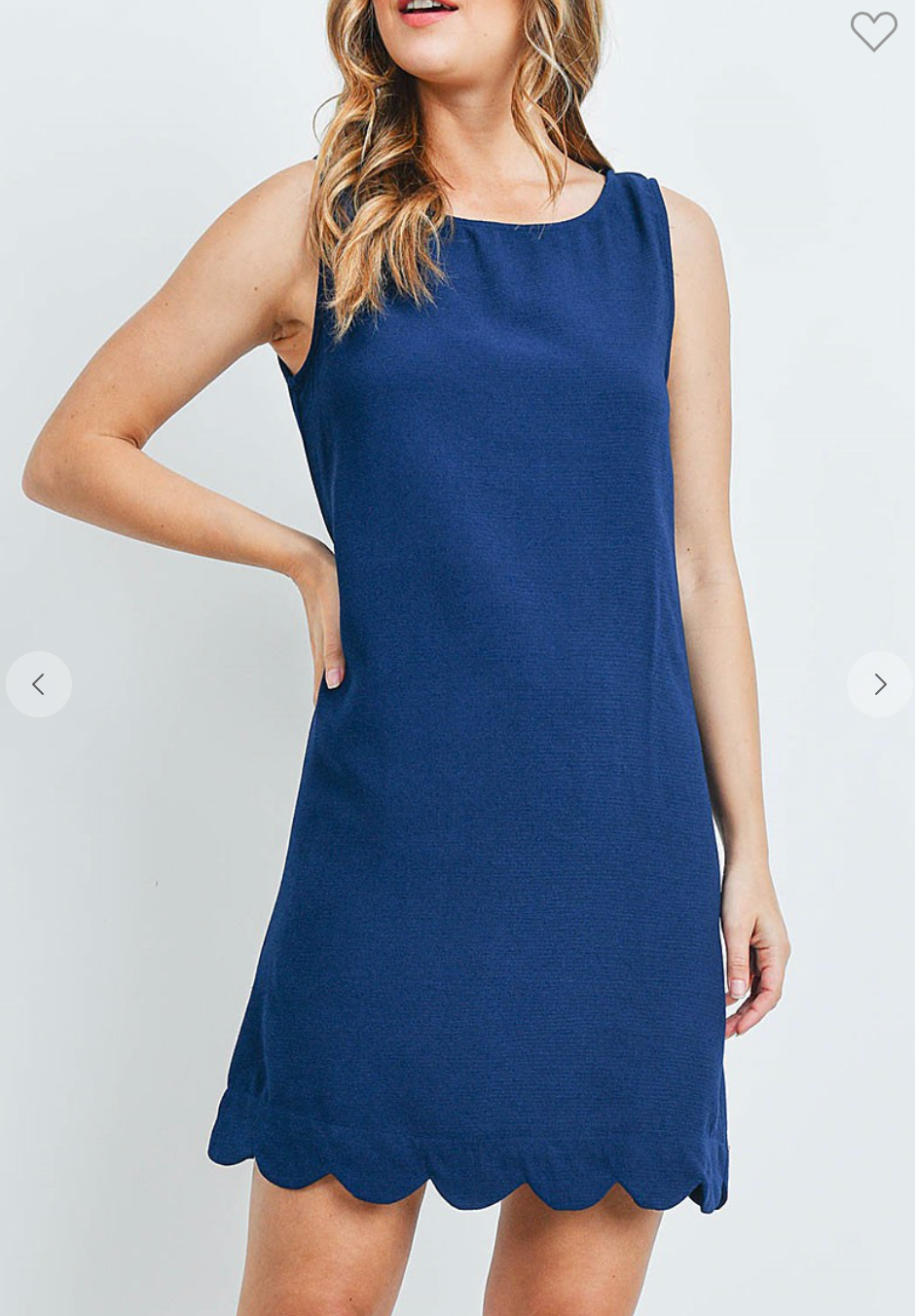 Navy Scallop Trim Dress