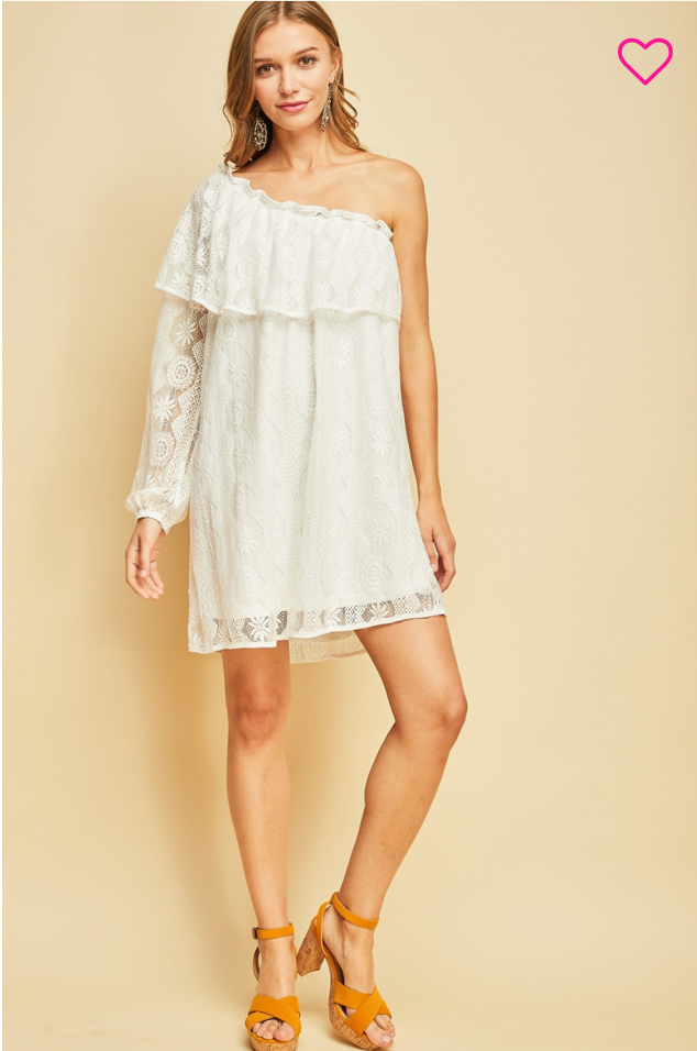 White Lace One Shoulder Dress White Lace One Shoulder Dress