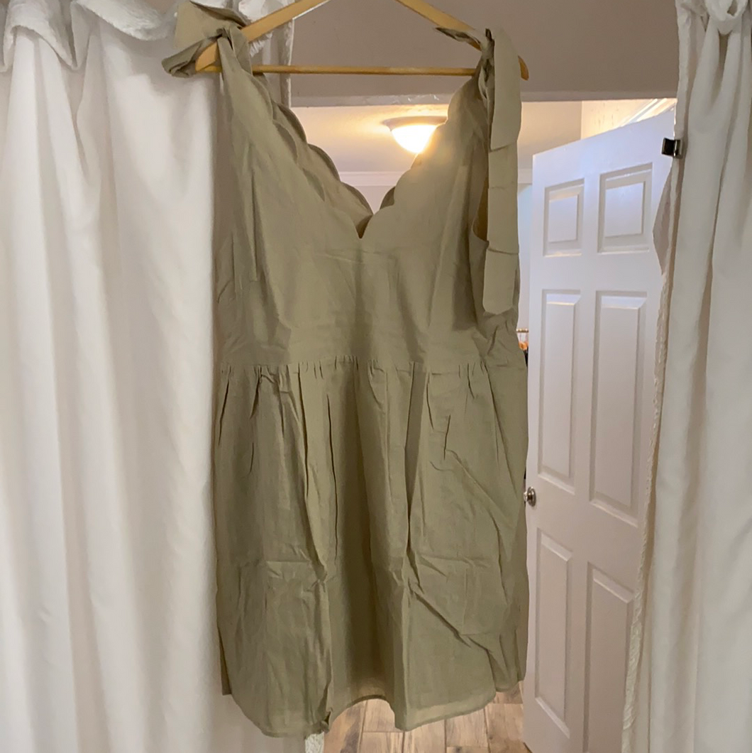 Khaki scallop dress